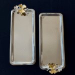 Beautiful Butterfly Silver Tray Set 2 Plates Serving