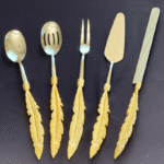 Luxurious Gold Feather Handle Serving Set - 5