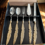 Luxurious Gold Feather Handle Serving Set - 5 - Image 2