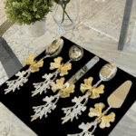 Luxury 5-Piece Silver & Gold Butterfly Serveware - Image 2
