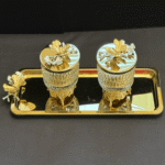 Luxury Glass Storage Jars – Set of 3 with Gold Butterfly Lids - Image 2